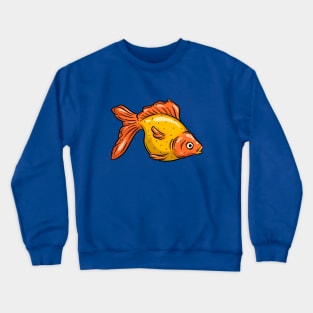 Orange Tropical Fish Cartoon Illustration Goldfish Design Crewneck Sweatshirt